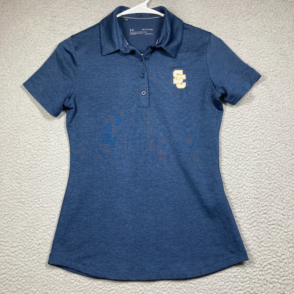 University of Southern California Polo Shirt Womens XS Blue Fitted Under Armour